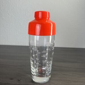 Vintage Per Alimenti Cocktail Shaker Glass Red Lid Recipes Made in Italy 1960s